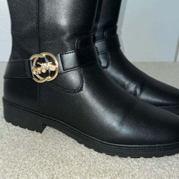 Coach, Farrah black leather riding boot 7 - Picture 2 of 12